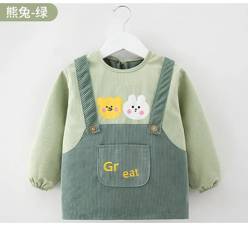 Baby's Pink Overcoat Apron Waterproof Dirty-proof Long Sleeve Bib Guard — feature 17