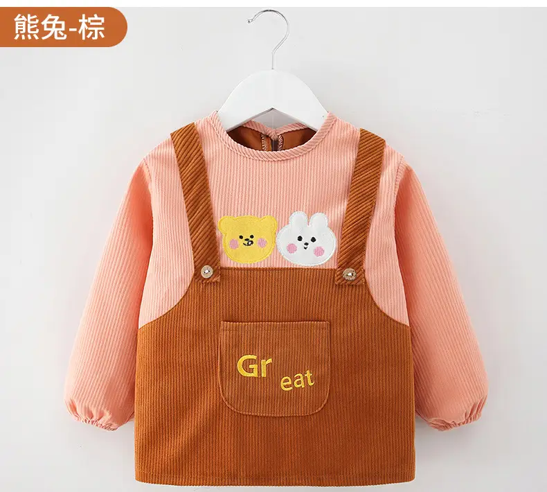 Baby's Pink Overcoat Apron Waterproof Dirty-proof Long Sleeve Bib Guard — feature 20