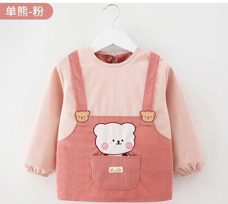 Baby's Pink Overcoat Apron Waterproof Dirty-proof Long Sleeve Bib Guard — feature 23