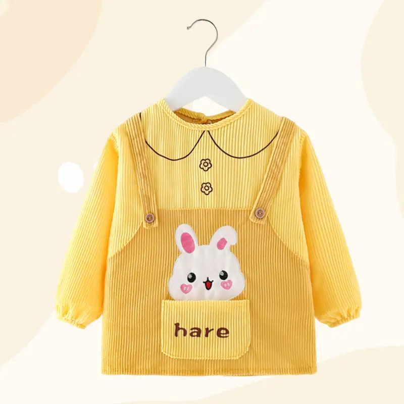 Baby's Pink Overcoat Apron Waterproof Dirty-proof Long Sleeve Bib Guard - Image 6