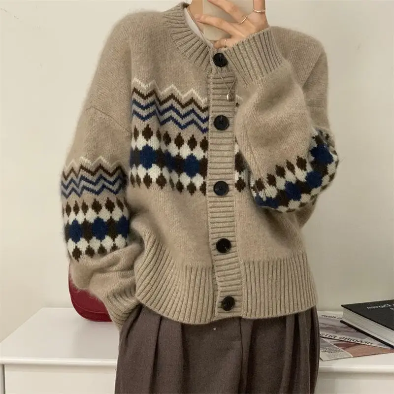 Women Knitted Cardigan Sweater Jacquard 2025 - Image 7