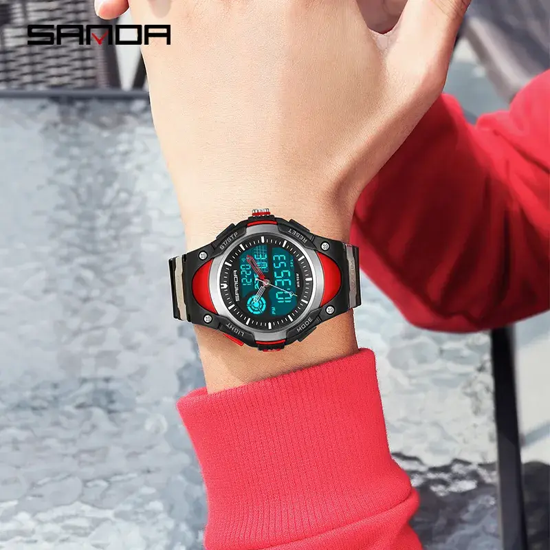 Sanda Digital Analog Watch for Men Black Silver 20359 - Image 6