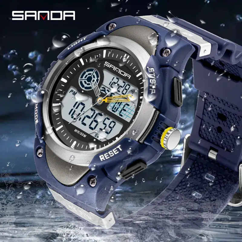 Sanda Digital Analog Watch for Men Black Silver 20359 - Image 7