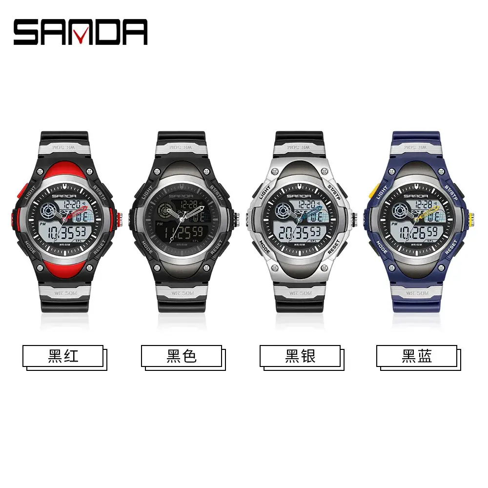 Sanda Digital Analog Watch for Men Black Silver 20359 - Image 8