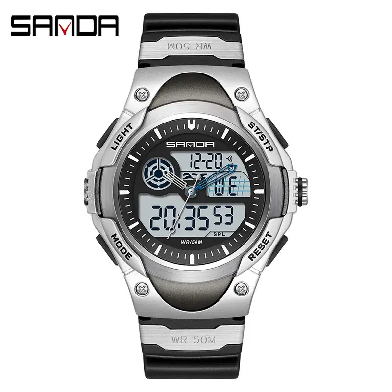 Sanda Digital Analog Watch for Men Black Silver 20359 - Image 9
