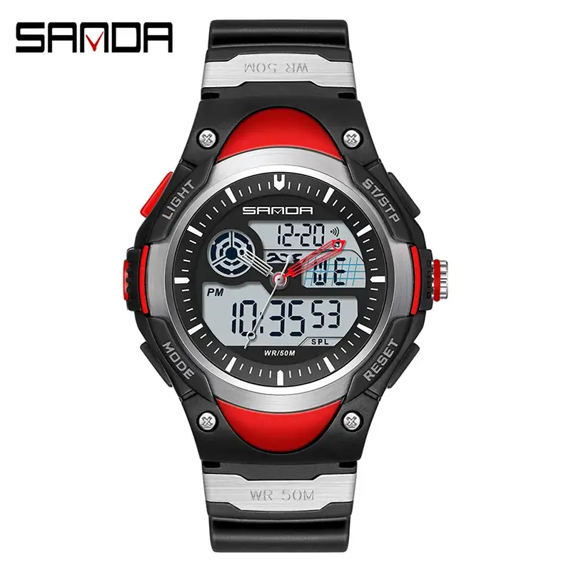 Sanda Digital Analog Watch for Men Black Silver 20359 - Image 3