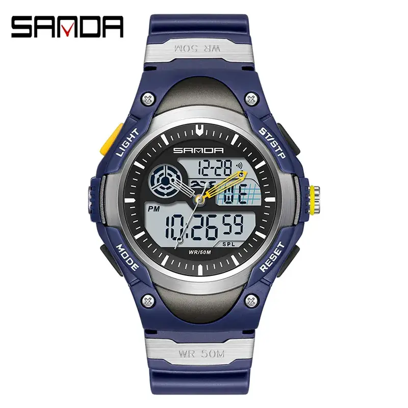 Sanda Digital Analog Watch for Men Black Silver 20359 - Image 4