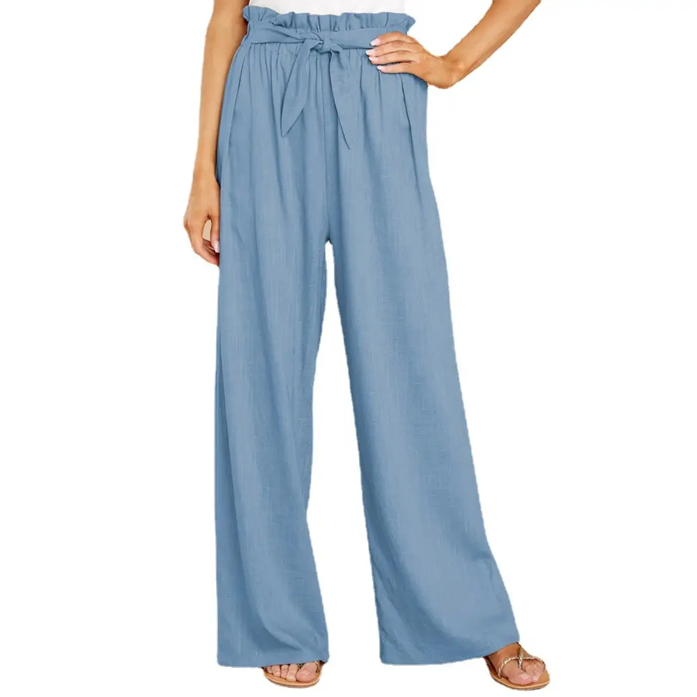 Women's Blue Wide Leg Pants Large Casual Wear