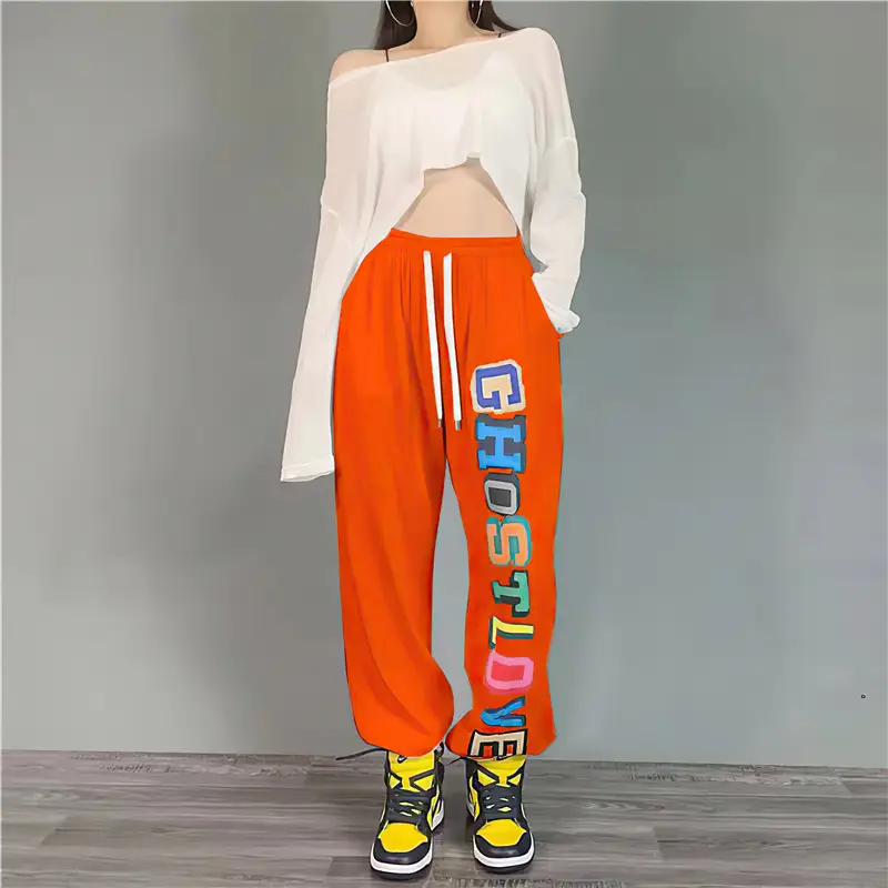Women Summer Hip-Hop Cropped Jogger Pants White Jazz Dance - Image 7