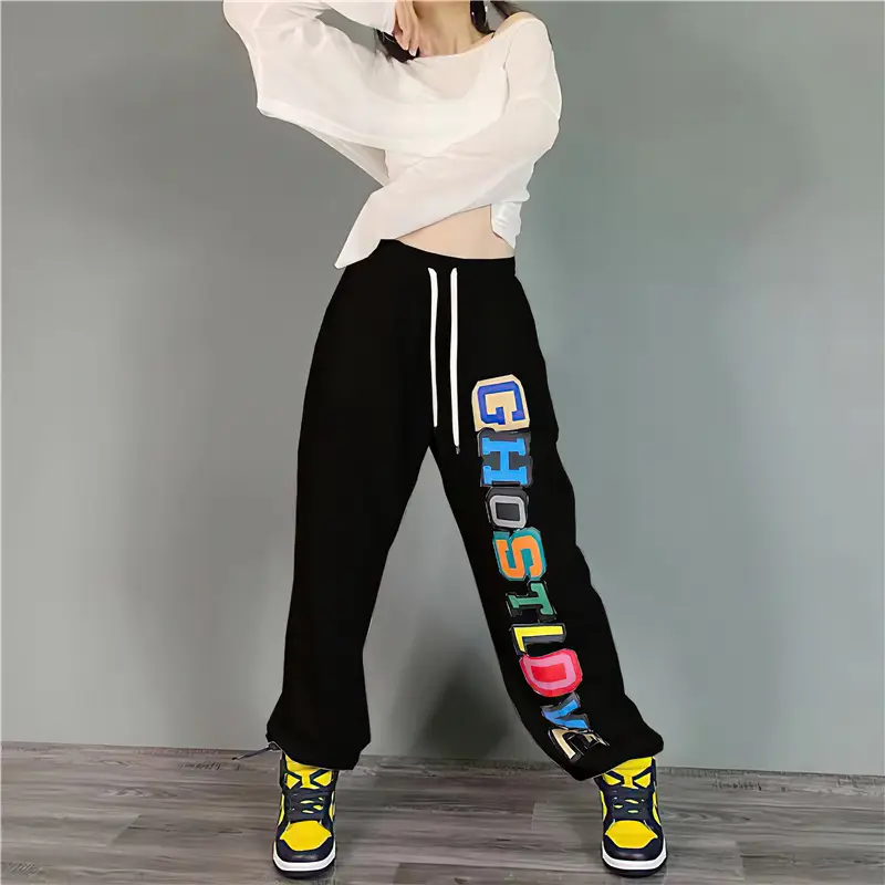 Women Summer Hip-Hop Cropped Jogger Pants White Jazz Dance - Image 8
