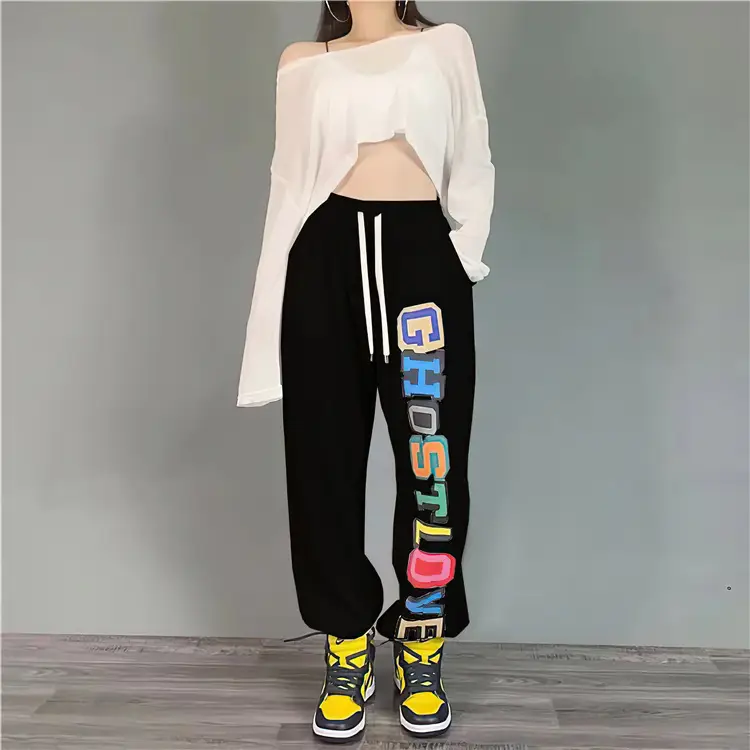 Women Summer Hip-Hop Cropped Jogger Pants White Jazz Dance — feature 11