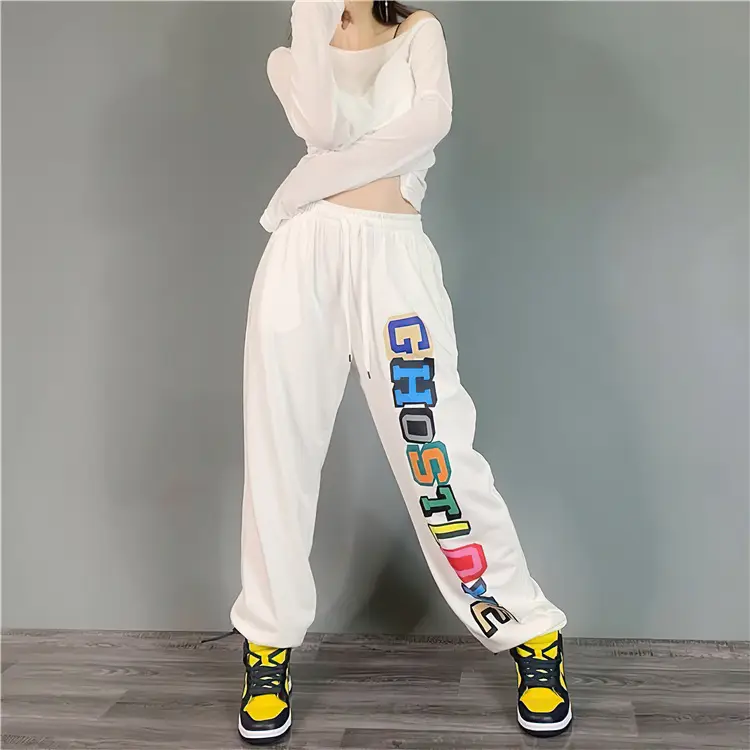 Women Summer Hip-Hop Cropped Jogger Pants White Jazz Dance — feature 6