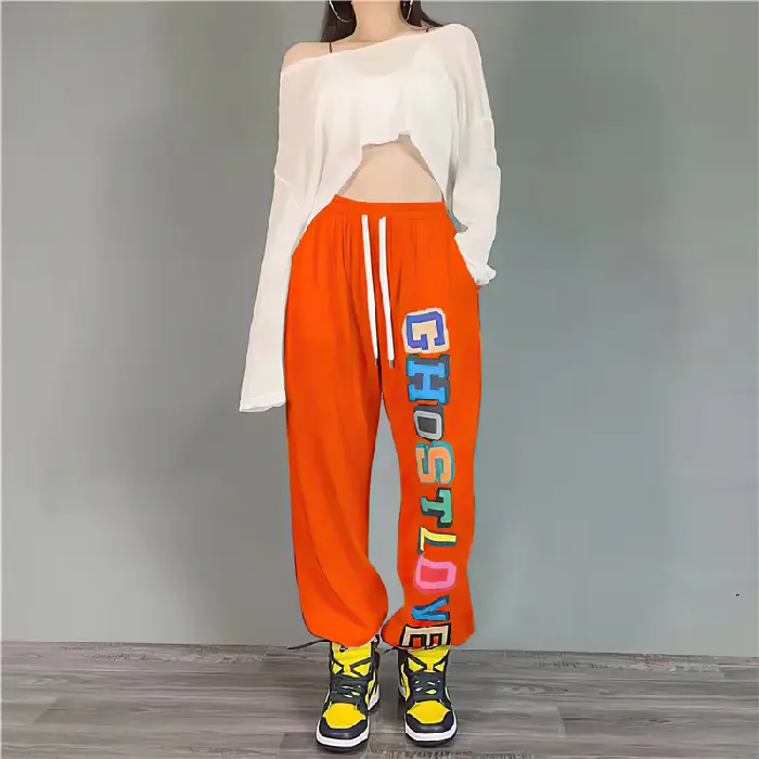 Women Summer Hip-Hop Cropped Jogger Pants White Jazz Dance - Image 4