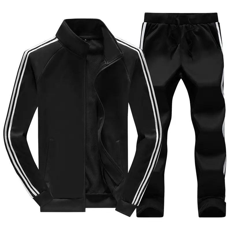 Men Black 3.0Z Track Suit with White Stripes - Image 8