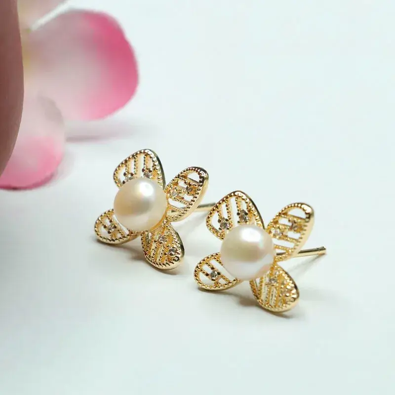 Guanyu Hollow Butterfly Pearl Earrings S925 Silver - Image 4