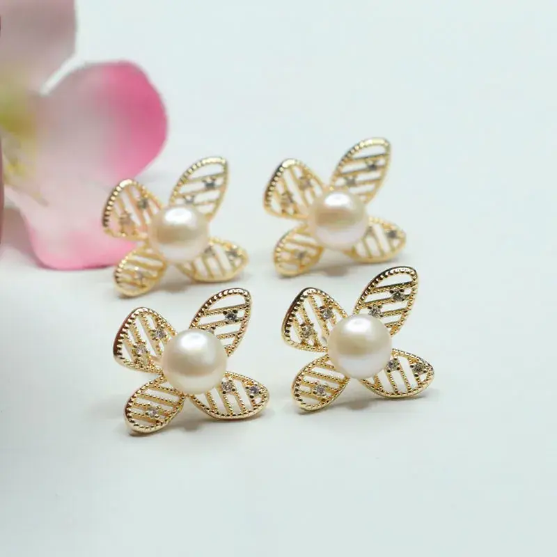 Guanyu Hollow Butterfly Pearl Earrings S925 Silver - Image 6