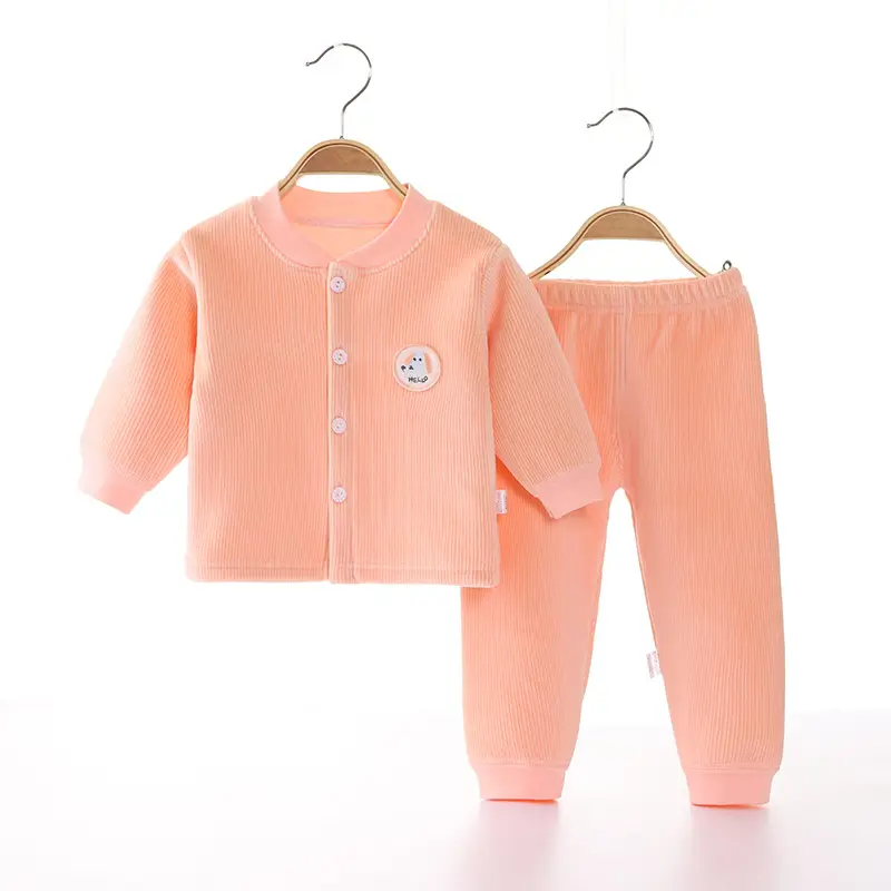 2022 New Baby Velvet Cardigan Set Blue Beige - Image 12