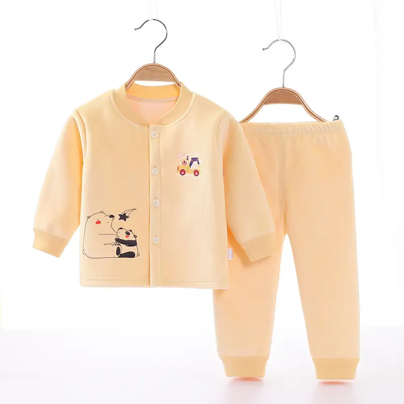 2022 New Baby Velvet Cardigan Set Blue Beige - Image 23