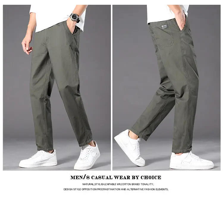 Men Drapey Loose Straight Leg Trousers Green Korean Style — feature 11