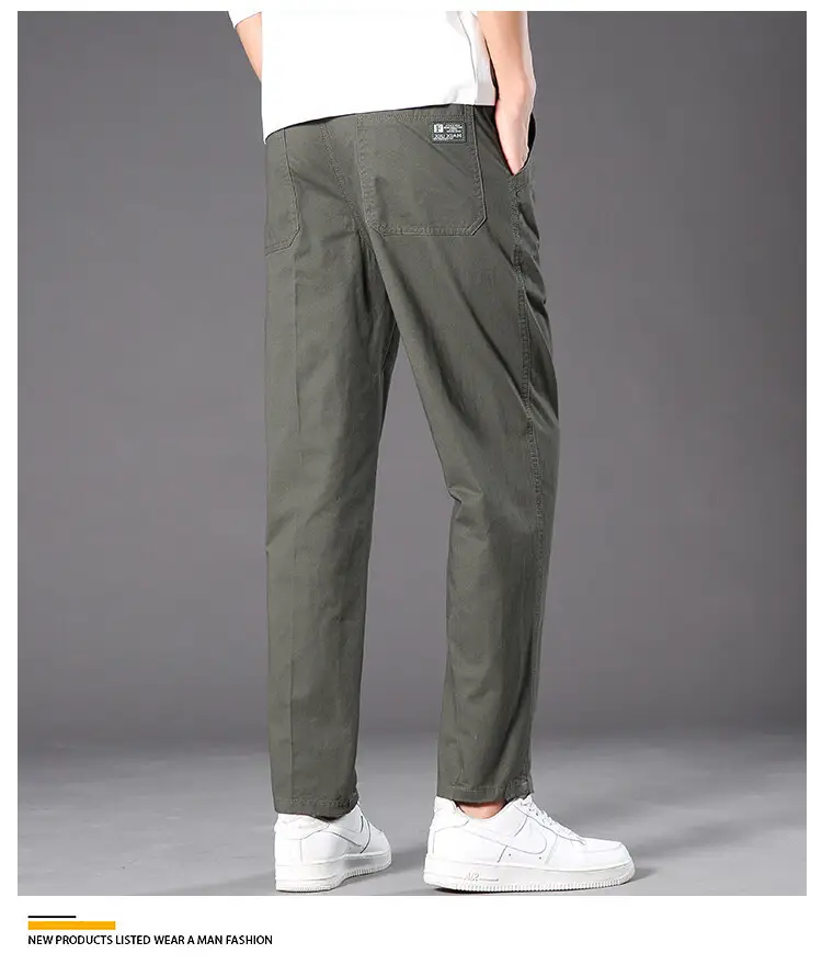 Men Drapey Loose Straight Leg Trousers Green Korean Style — feature 12