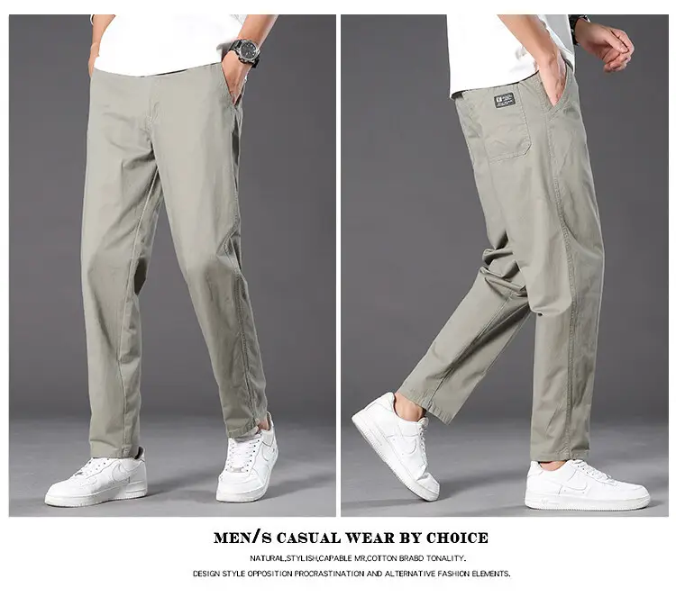 Men Drapey Loose Straight Leg Trousers Green Korean Style — feature 14