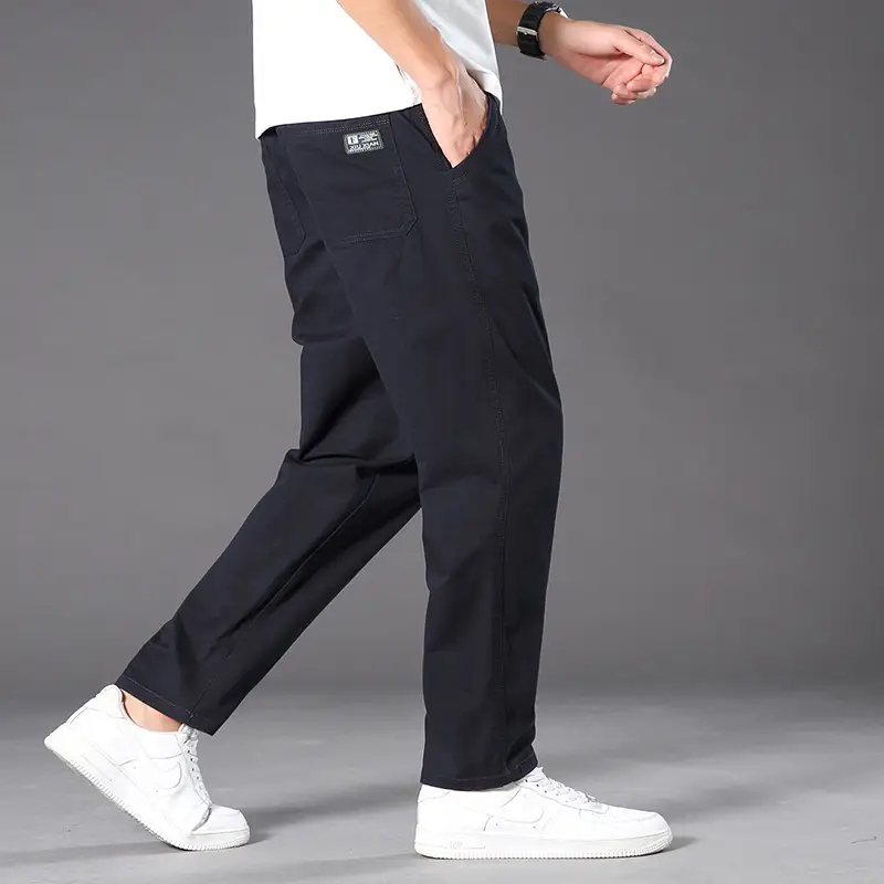 Men Drapey Loose Straight Leg Trousers Green Korean Style - Image 2