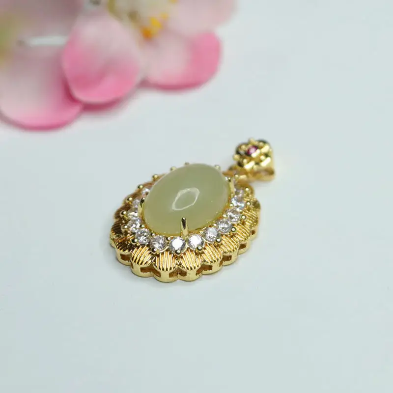 Guan Yu Hetian Jade Pendant with Full Diamond Setting — feature 11
