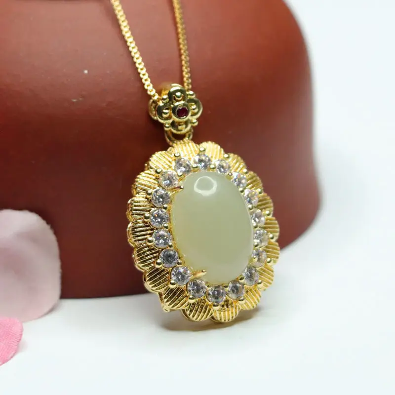 Guan Yu Hetian Jade Pendant with Full Diamond Setting — feature 9