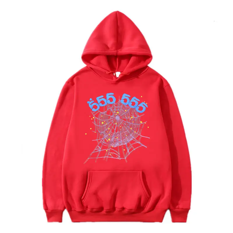 Maroon Spiderweb Graphic Hoodie for Men