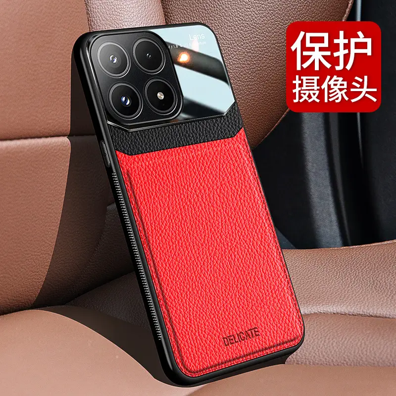 Red Leather Phone Case for Redmi K90 Promax - Image 8