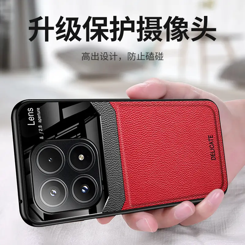 Red Leather Phone Case for Redmi K90 Promax - Image 9
