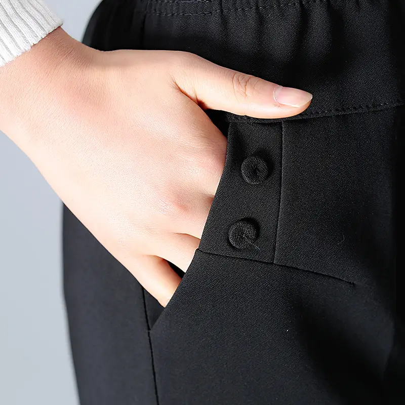 Black Velvet Mother's Pants Large Size Thick Winter Wear - Image 8