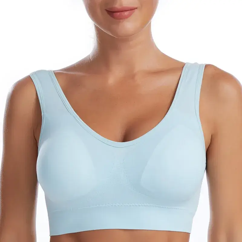 Wireless Sports Bra Pink Plus Size Push Up Yoga Vest