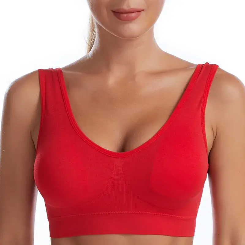 Wireless Sports Bra Pink Plus Size Push Up Yoga Vest