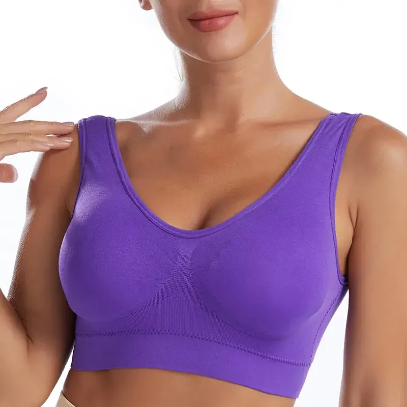 Wireless Sports Bra Pink Plus Size Push Up Yoga Vest