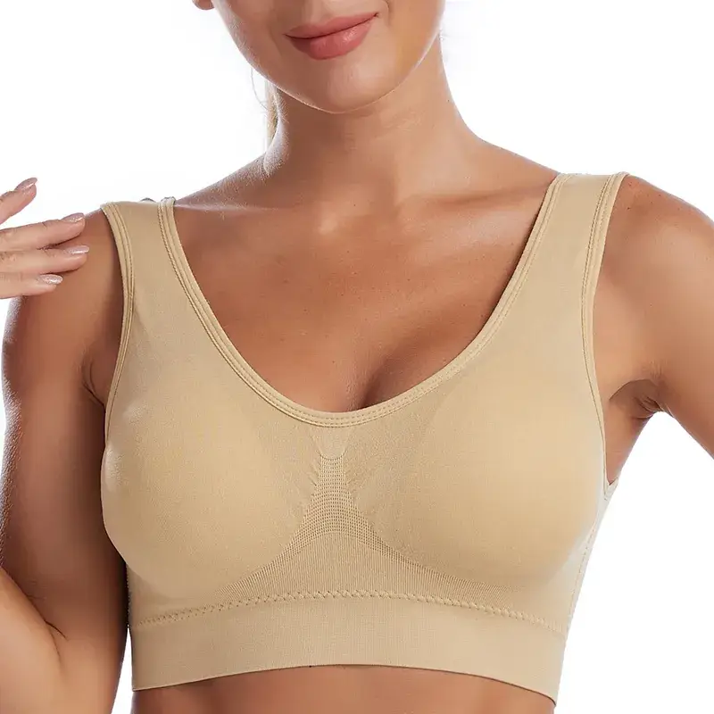 Wireless Sports Bra Pink Plus Size Push Up Yoga Vest