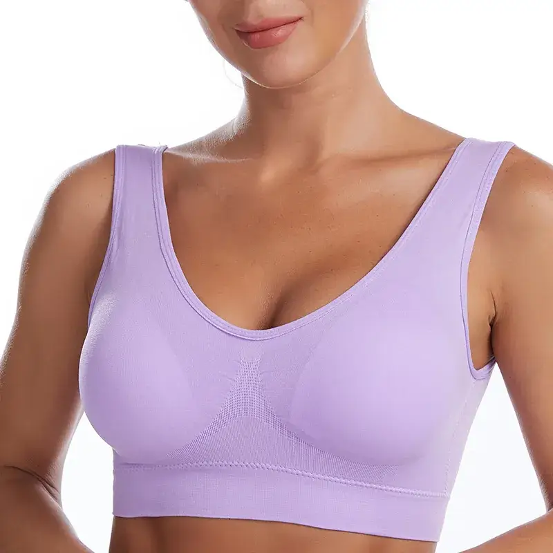 Wireless Sports Bra Pink Plus Size Push Up Yoga Vest
