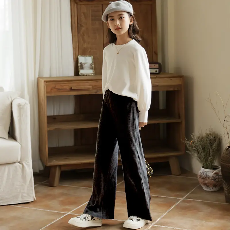 Girls Knitted Wide Leg Pants Medium Large Early Autumn - Image 3