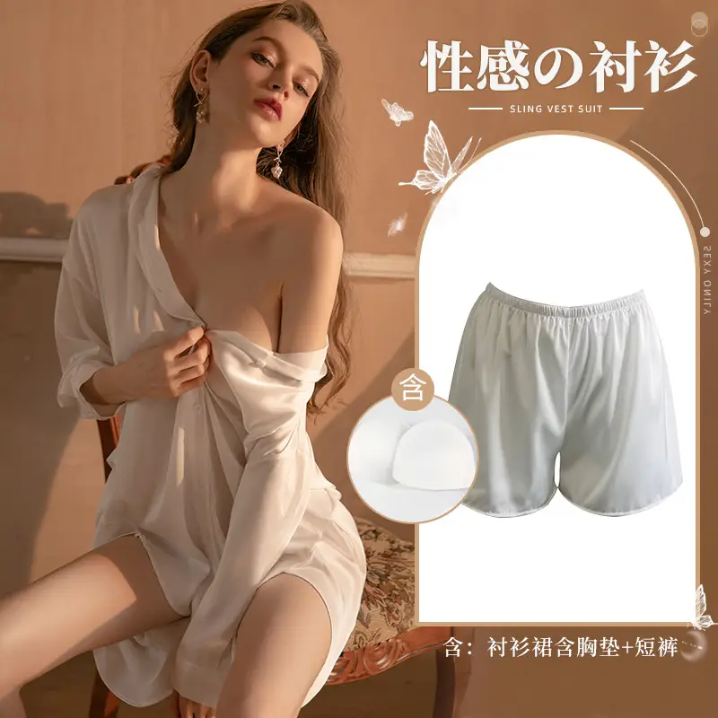 Xian Yi Sexy Boyfriend Style Shirt Pajamas Female Xia Chun Wants Thin High-end Sense Home Wear Outer Wear plus size 430
