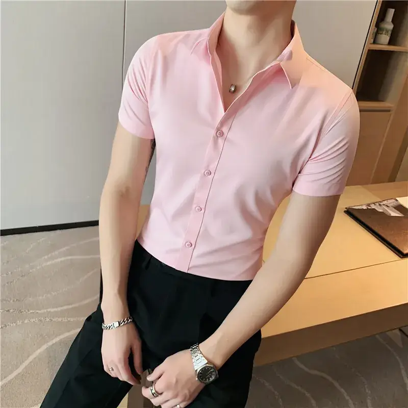 Men's Green Silk Slim Long Sleeve Shirt Large Plus - Image 27