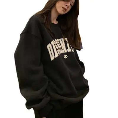 Women's White Letter Print Sweatshirt Set Loose Fit - Image 8