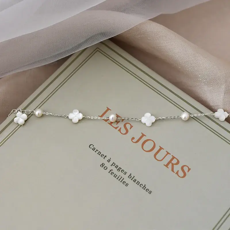 925 Silver Pearl Flower Bracelet for Girls - Image 4