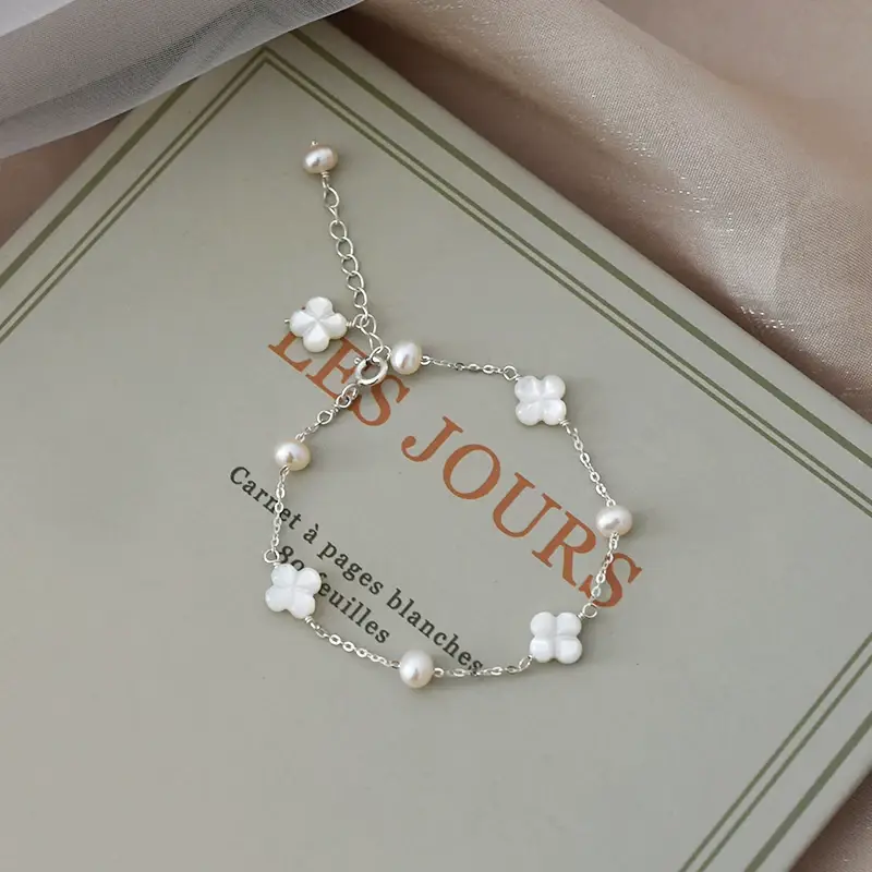 925 Silver Pearl Flower Bracelet for Girls — feature 1