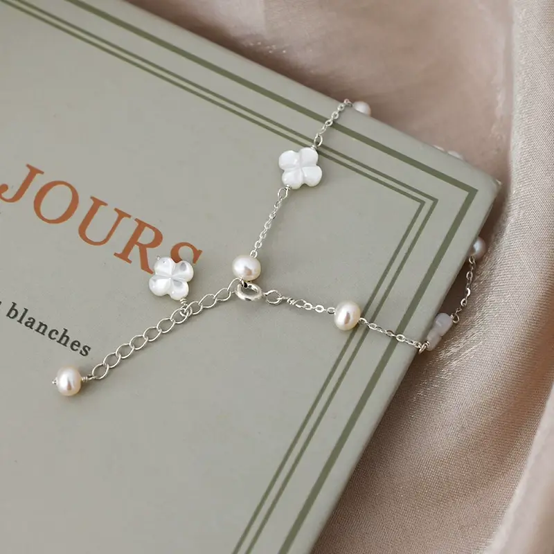 925 Silver Pearl Flower Bracelet for Girls — feature 11