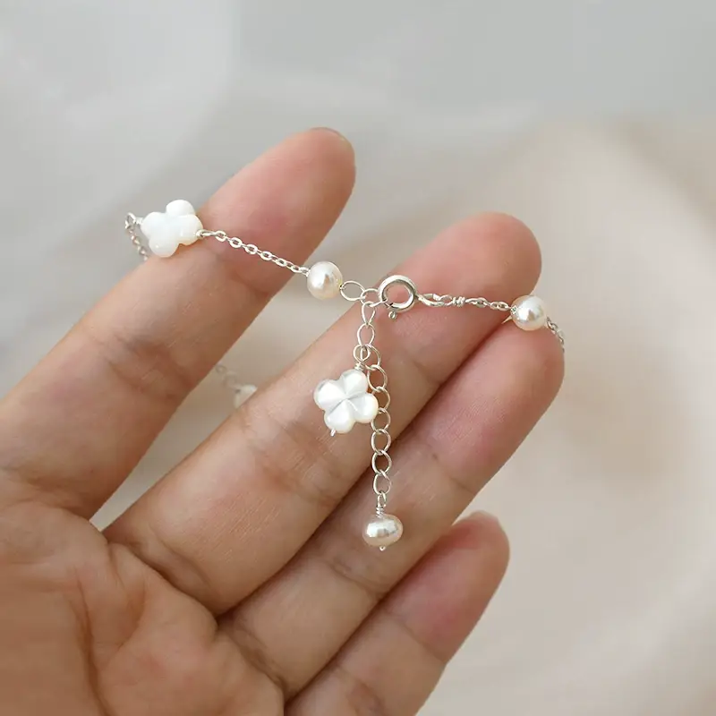 925 Silver Pearl Flower Bracelet for Girls — feature 17