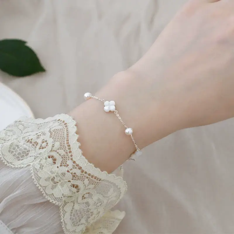 925 Silver Pearl Flower Bracelet for Girls — feature 3