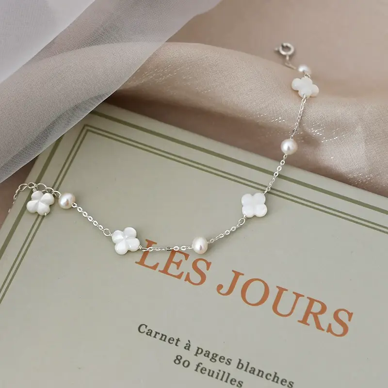 925 Silver Pearl Flower Bracelet for Girls — feature 5