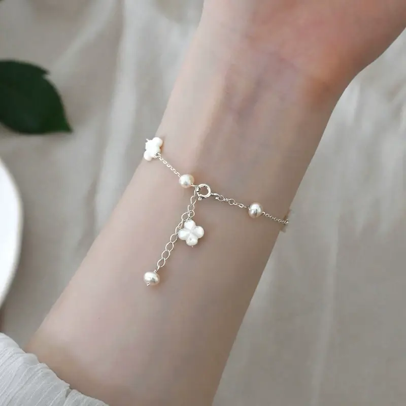 925 Silver Pearl Flower Bracelet for Girls — feature 7