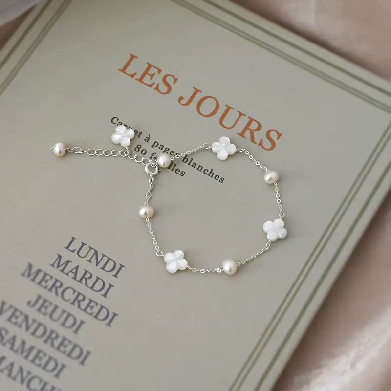 925 Silver Pearl Flower Bracelet for Girls — feature 9