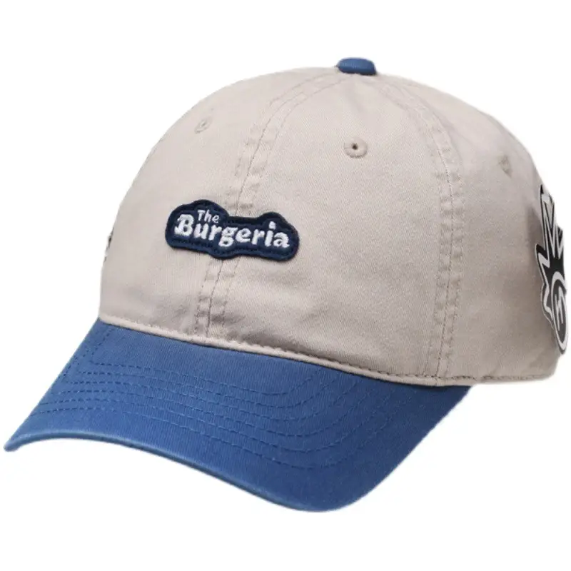Korean Style Cap for Men Women Blue White Burger Design